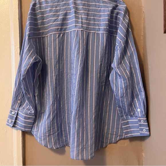 🏷️ 🆕 abercrombie & fitch • pink & blue striped button-down shirt with collar - Picture 12 of 16